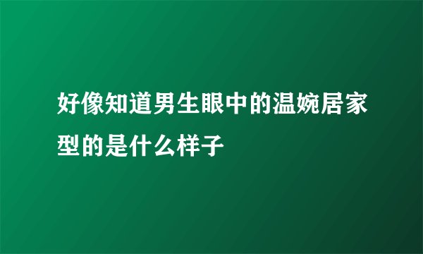 好像知道男生眼中的温婉居家型的是什么样子