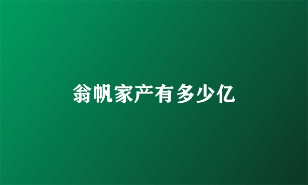 翁帆家产有多少亿