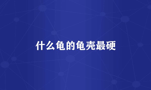 什么龟的龟壳最硬