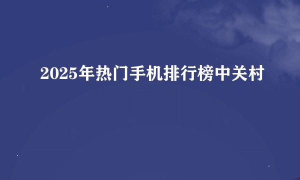 2025年热门手机排行榜中关村