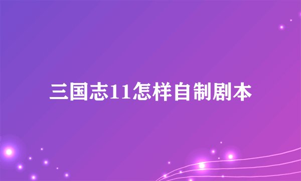 三国志11怎样自制剧本