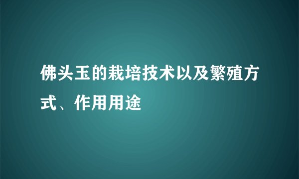 佛头玉的栽培技术以及繁殖方式、作用用途