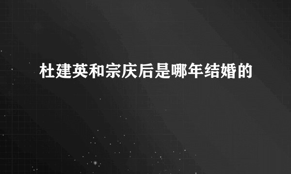 杜建英和宗庆后是哪年结婚的