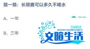 长颈鹿可以多久不喝水？蚂蚁庄园11.19答案