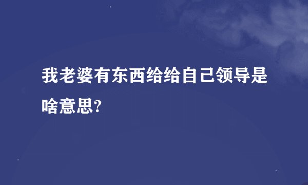 我老婆有东西给给自己领导是啥意思?