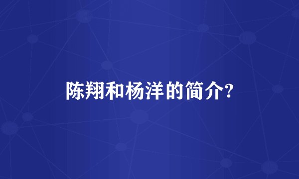 陈翔和杨洋的简介?