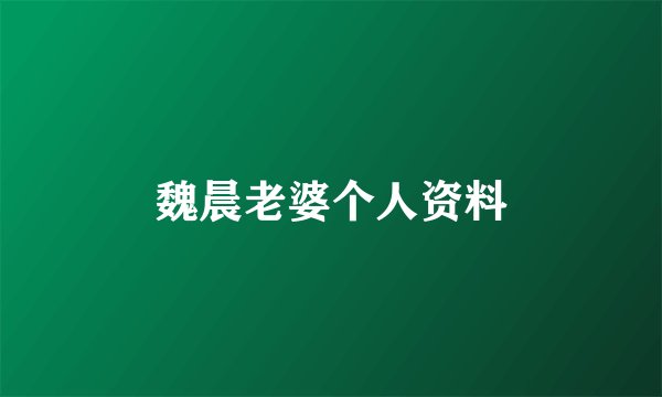 魏晨老婆个人资料