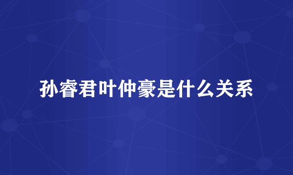 孙睿君叶仲豪是什么关系