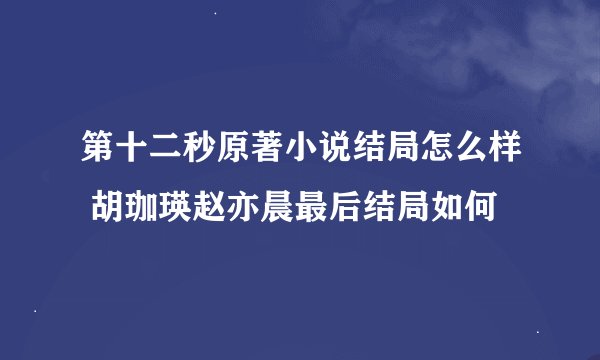 第十二秒原著小说结局怎么样 胡珈瑛赵亦晨最后结局如何