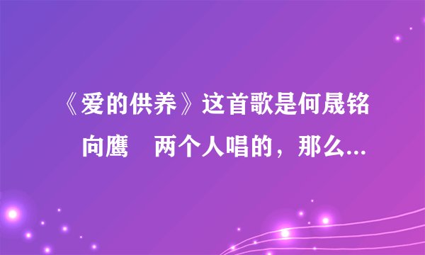 《爱的供养》这首歌是何晟铭 向鹰 两个人唱的，那么向鹰这个