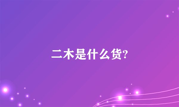 二木是什么货?