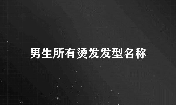 男生所有烫发发型名称