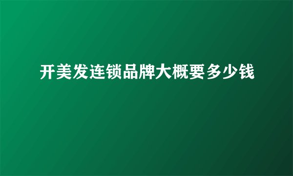 开美发连锁品牌大概要多少钱