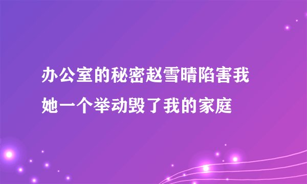 办公室的秘密赵雪晴陷害我 她一个举动毁了我的家庭