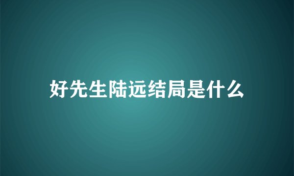 好先生陆远结局是什么