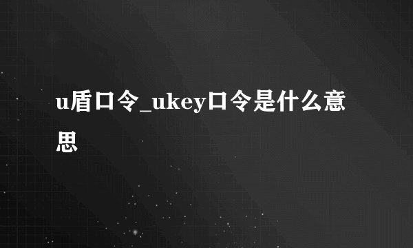 u盾口令_ukey口令是什么意思