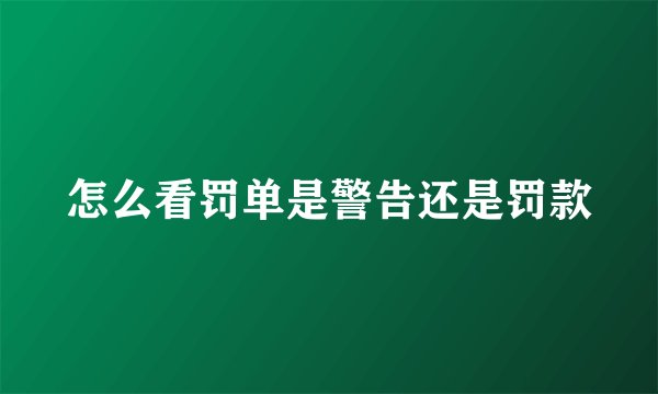 怎么看罚单是警告还是罚款