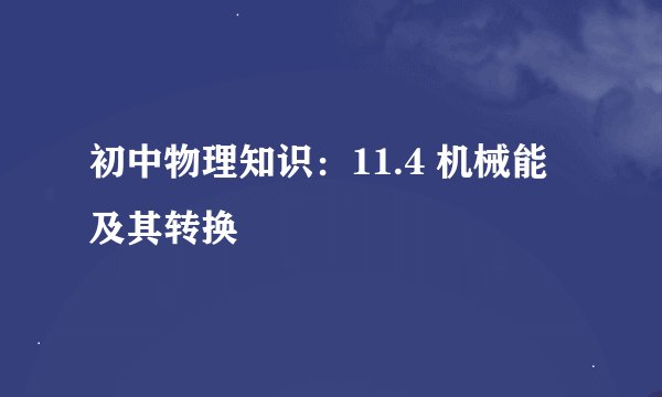 初中物理知识：11.4 机械能及其转换