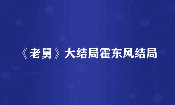 《老舅》大结局霍东风结局