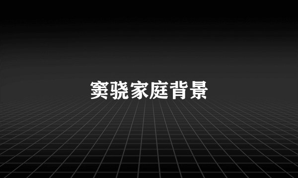 窦骁家庭背景