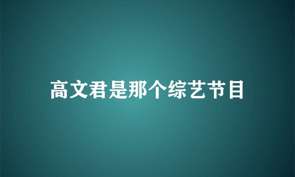 高文君是那个综艺节目
