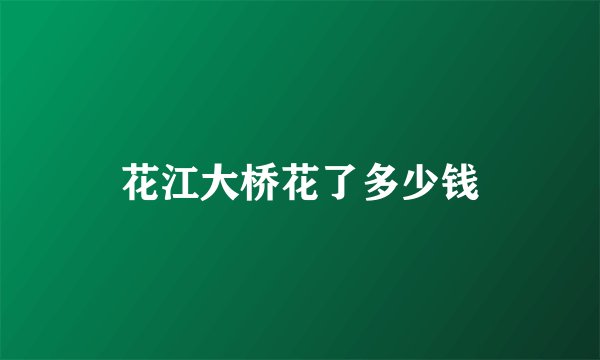花江大桥花了多少钱