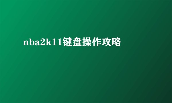 nba2k11键盘操作攻略