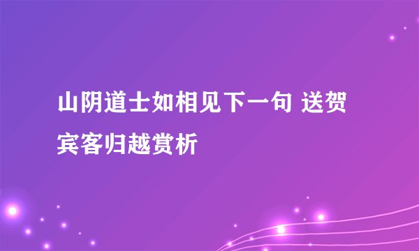 山阴道士如相见下一句 送贺宾客归越赏析