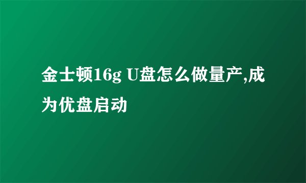 金士顿16g U盘怎么做量产,成为优盘启动