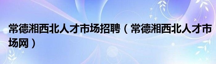 常德湘西北人才市场招聘常德湘西北人才市场网