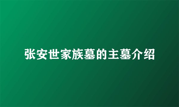 张安世家族墓的主墓介绍