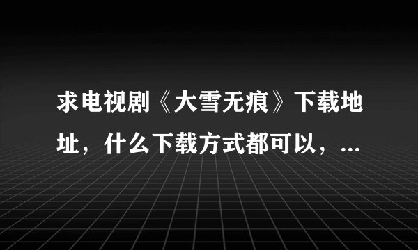 求电视剧《大雪无痕》下载地址，什么下载方式都可以，只要是免费的