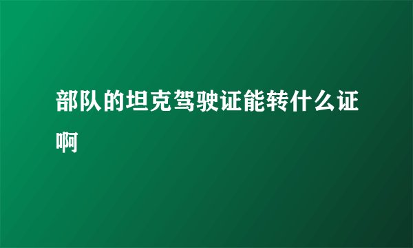 部队的坦克驾驶证能转什么证啊