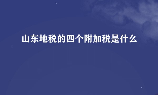 山东地税的四个附加税是什么