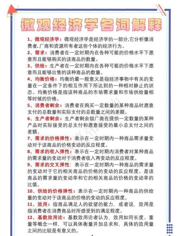 【微观经济学】最新名词解释(1)??