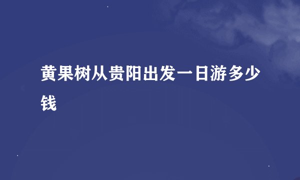 黄果树从贵阳出发一日游多少钱