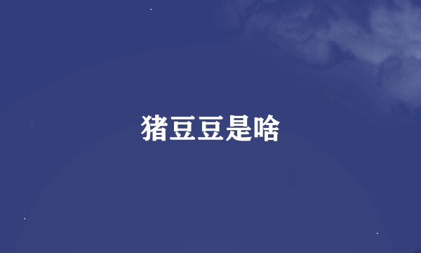 猪豆豆是啥