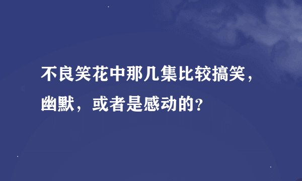 不良笑花中那几集比较搞笑，幽默，或者是感动的？