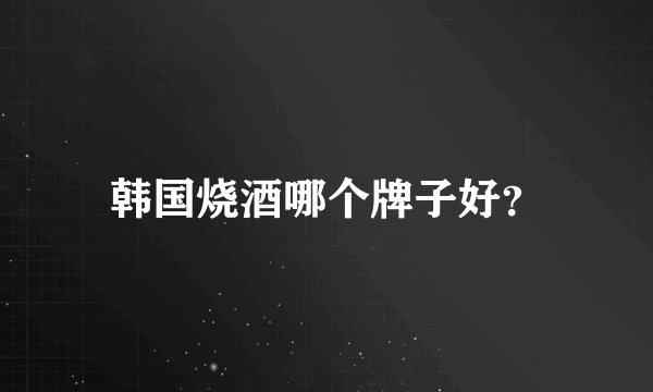 韩国烧酒哪个牌子好？