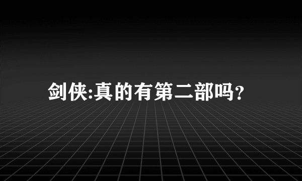 剑侠:真的有第二部吗？