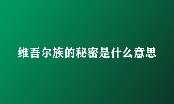 维吾尔族的秘密是什么意思