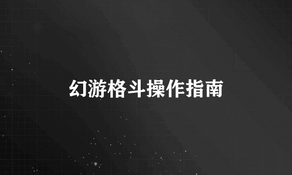 幻游格斗操作指南