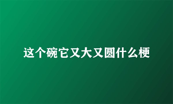 这个碗它又大又圆什么梗