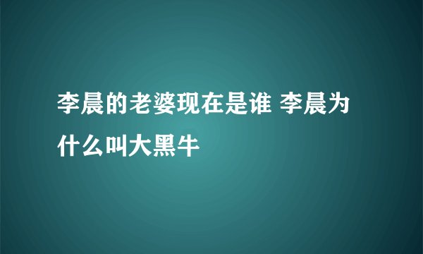 李晨的老婆现在是谁 李晨为什么叫大黑牛