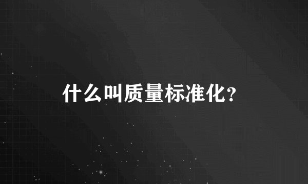 什么叫质量标准化？