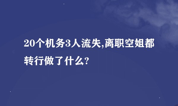 20个机务3人流失,离职空姐都转行做了什么?