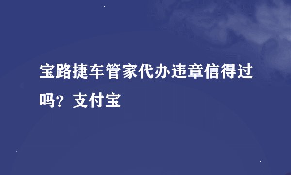 宝路捷车管家代办违章信得过吗？支付宝