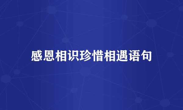 感恩相识珍惜相遇语句