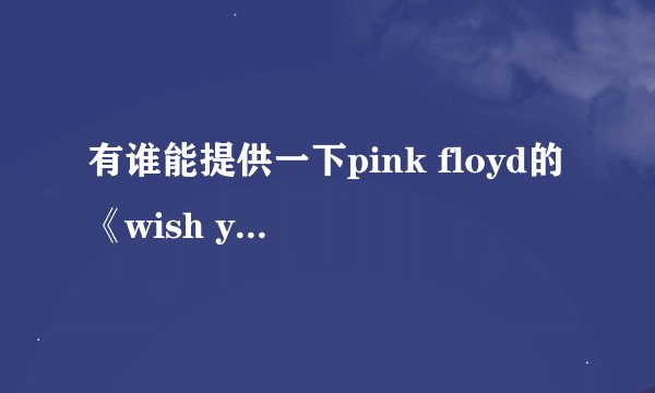 有谁能提供一下pink floyd的《wish you were here》的中文歌词 谢谢！