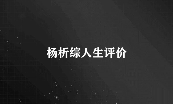 杨析综人生评价